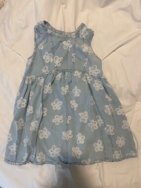 Peek Kids Blue Floral Chambray Sleeveless Dress - Size 6/7